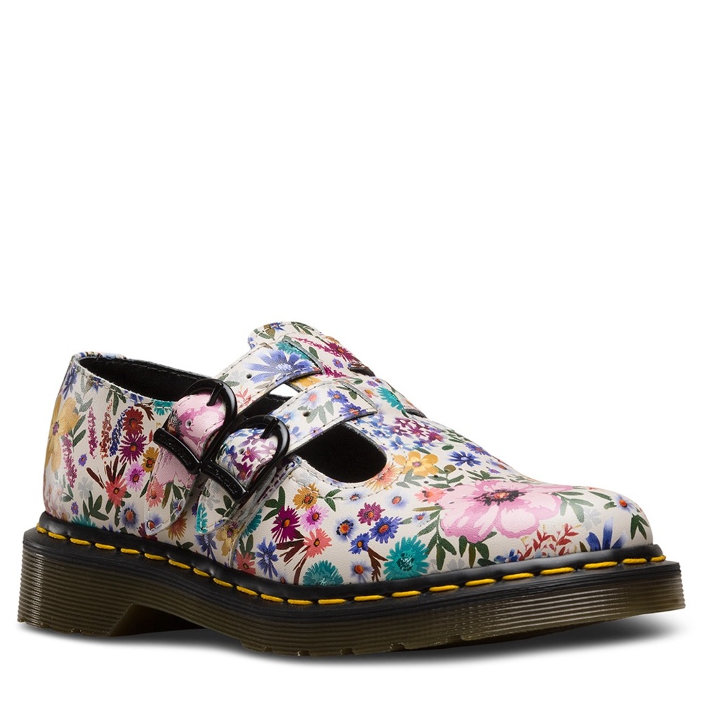 Dr. Martens 8065 Wanderlust Double Strap Floral Mary Jane White US8-EU39-UK6
